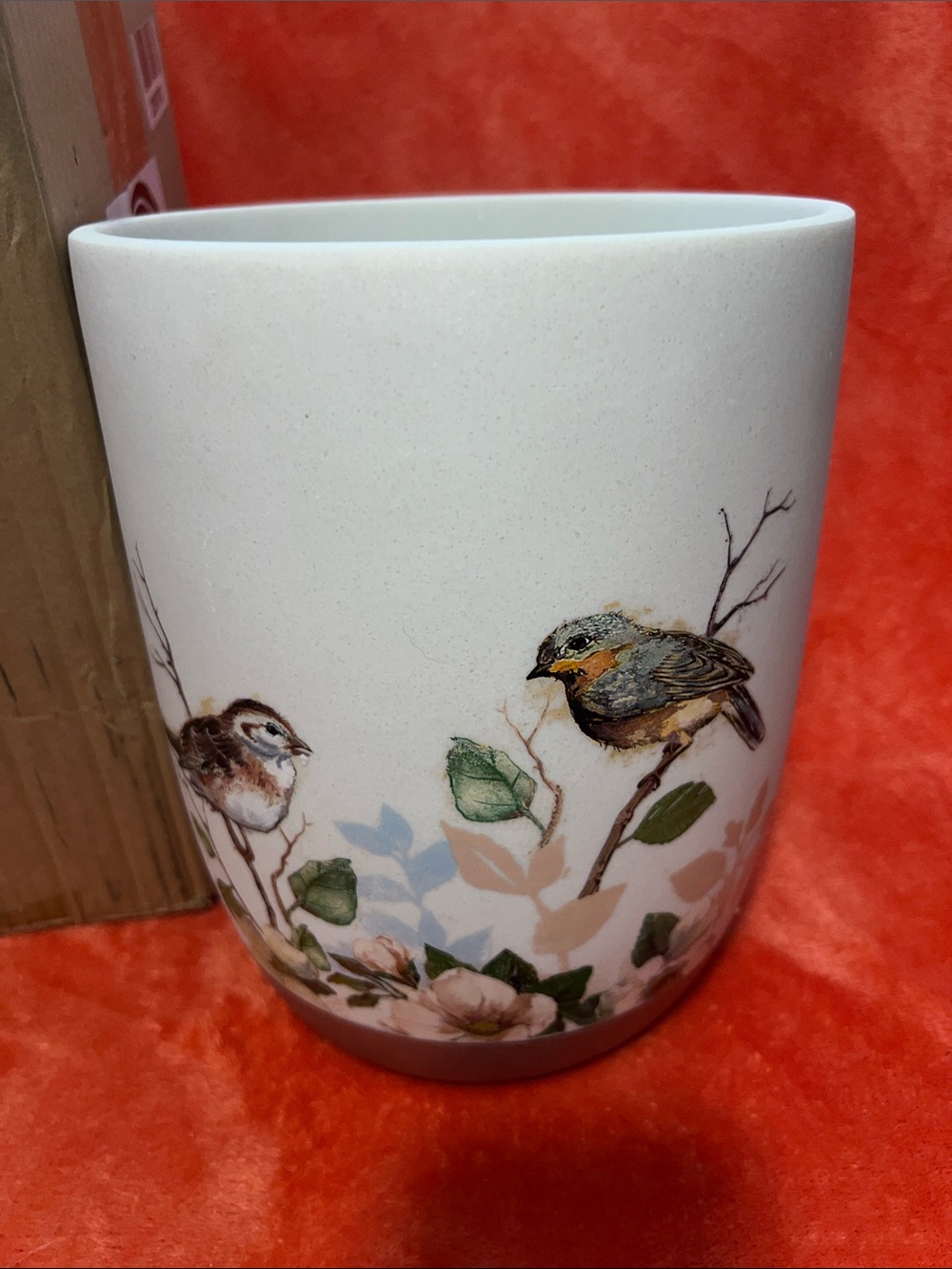 NIB Love Nest By Avanti - Bird Print Ceramic Trash Can - bedroom/Bathroom - Picture 2 of 6
